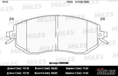 Miles E100286 Disc brake pad set E100286: Buy near me in Poland at 2407.PL - Good price!