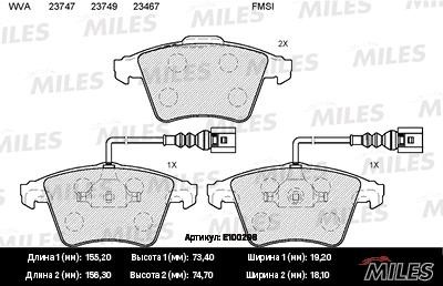 Miles E100298 Тормозные колодки, комплект E100298: Отличная цена - Купить в Польше на 2407.PL!