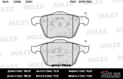 Miles E100316 Disc brake pad set E100316: Buy near me in Poland at 2407.PL - Good price!