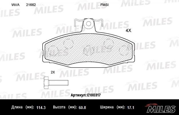 Miles E100317 Disc brake pad set E100317: Buy near me in Poland at 2407.PL - Good price!