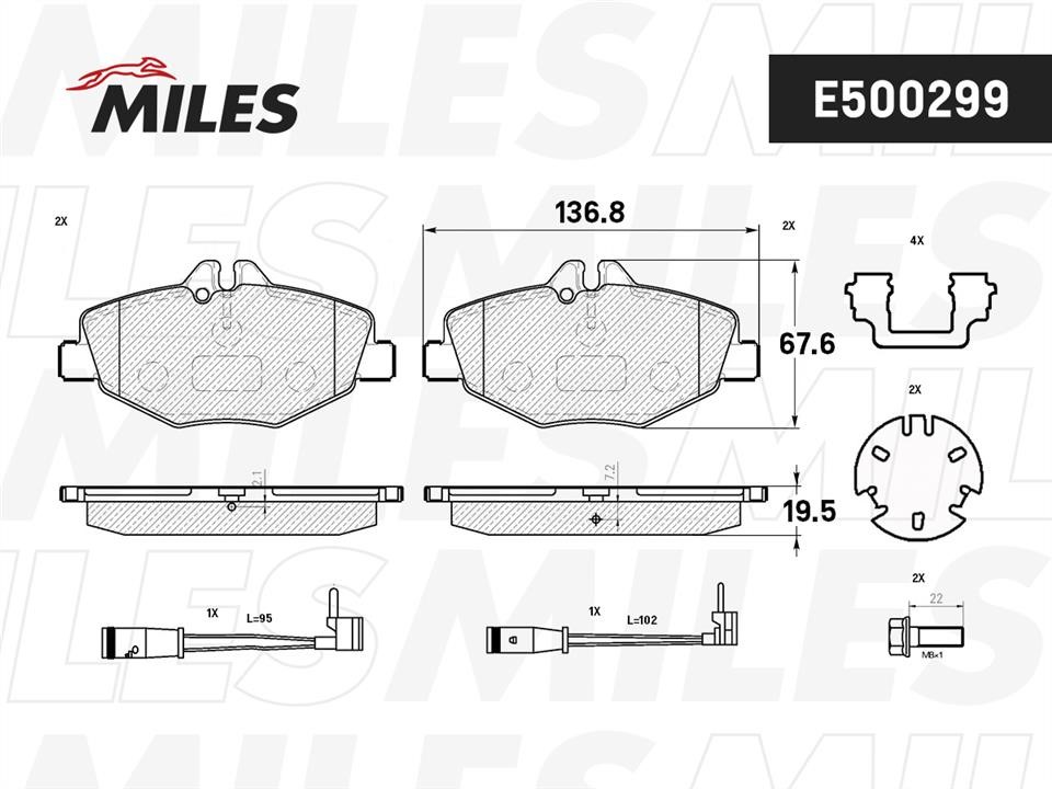 Miles E500299 Brake Pad Set, disc brake E500299: Buy near me in Poland at 2407.PL - Good price!