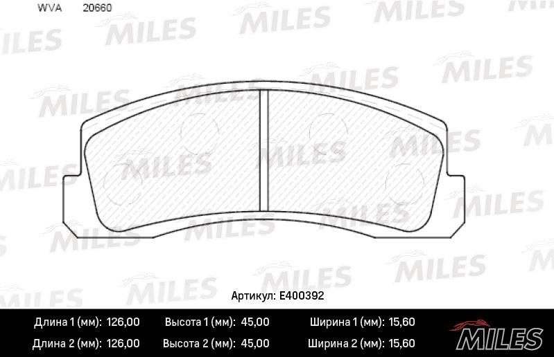 Miles E400392 Brake Pad Set, disc brake E400392: Buy near me in Poland at 2407.PL - Good price!