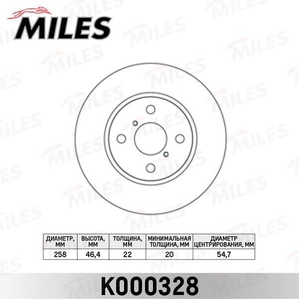 Miles K000328 Front brake disc ventilated K000328: Buy near me at 2407.PL in Poland at an Affordable price!