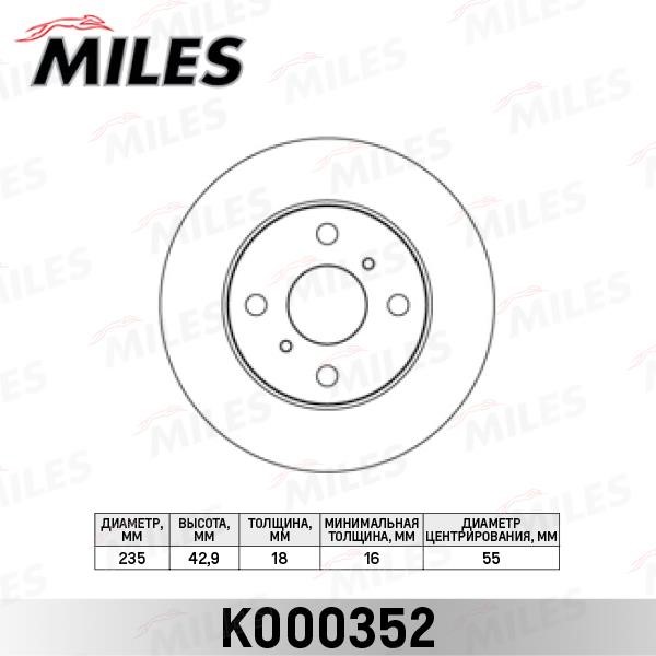 Miles K000352 Front brake disc ventilated K000352: Buy near me in Poland at 2407.PL - Good price!