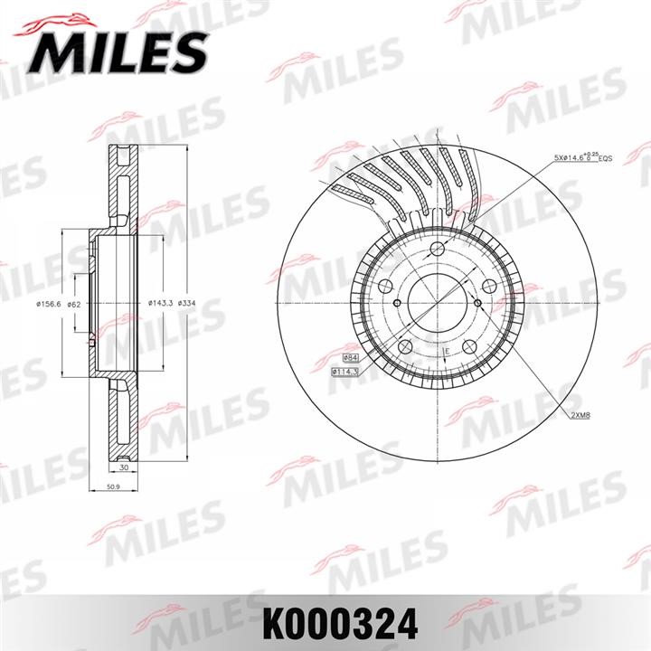 Miles K000324 Тормозной диск передний вентилируемый K000324: Отличная цена - Купить в Польше на 2407.PL!