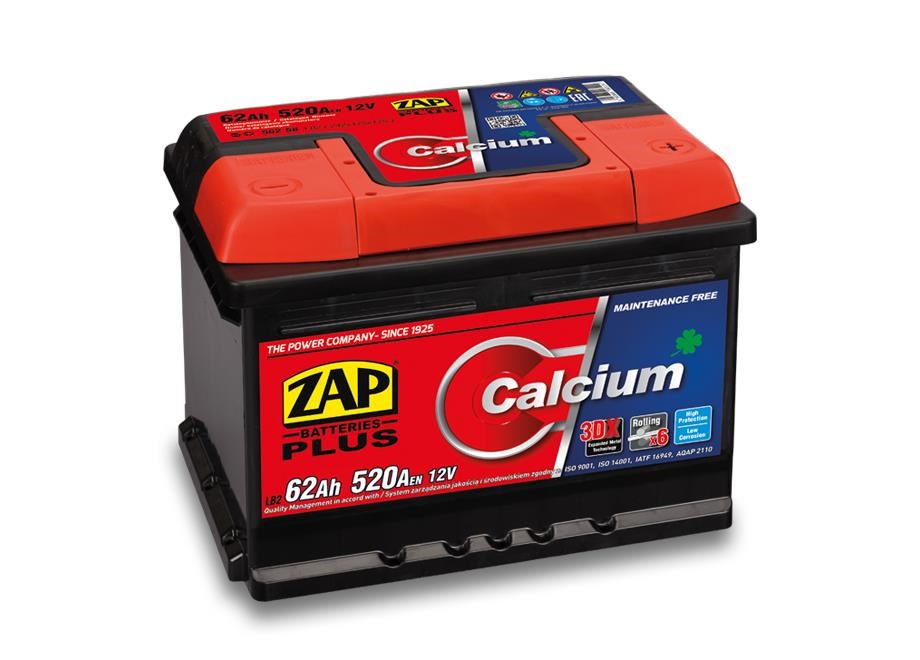 ZAP 562 58 Battery ZAP Calcium Plus 12V 62Ah 520(EN) R+ 56258: Buy near me in Poland at 2407.PL - Good price!