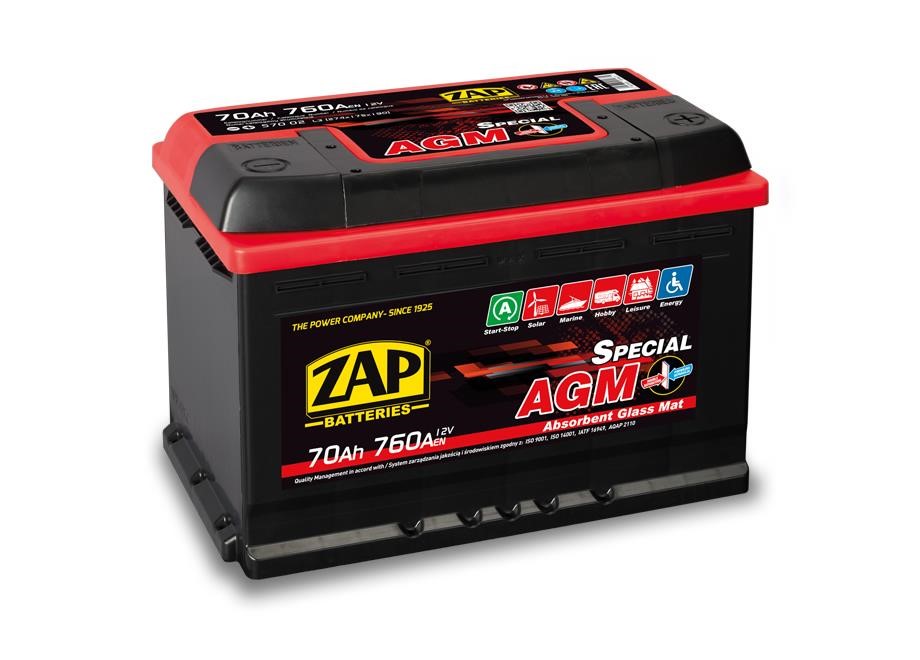 ZAP 570 02 Battery ZAP AGM Special 12V 70Ah 760(EN) R+ 57002: Buy near me in Poland at 2407.PL - Good price!