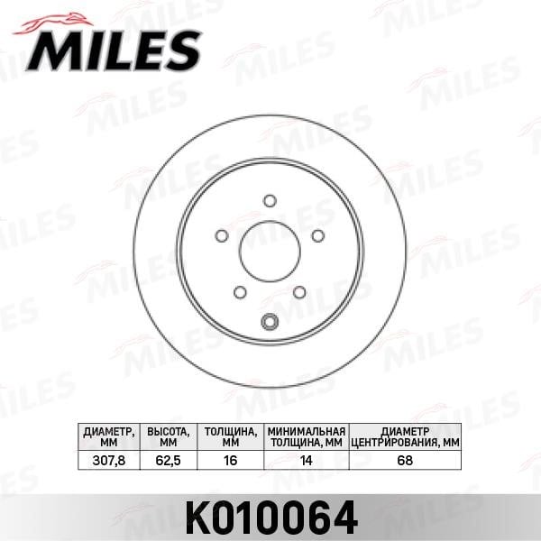 Miles K010064 Тормозной диск задний вентилируемый K010064: Отличная цена - Купить в Польше на 2407.PL!