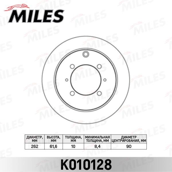 Miles K010128 Тормозной диск задний невентилируемый K010128: Отличная цена - Купить в Польше на 2407.PL!