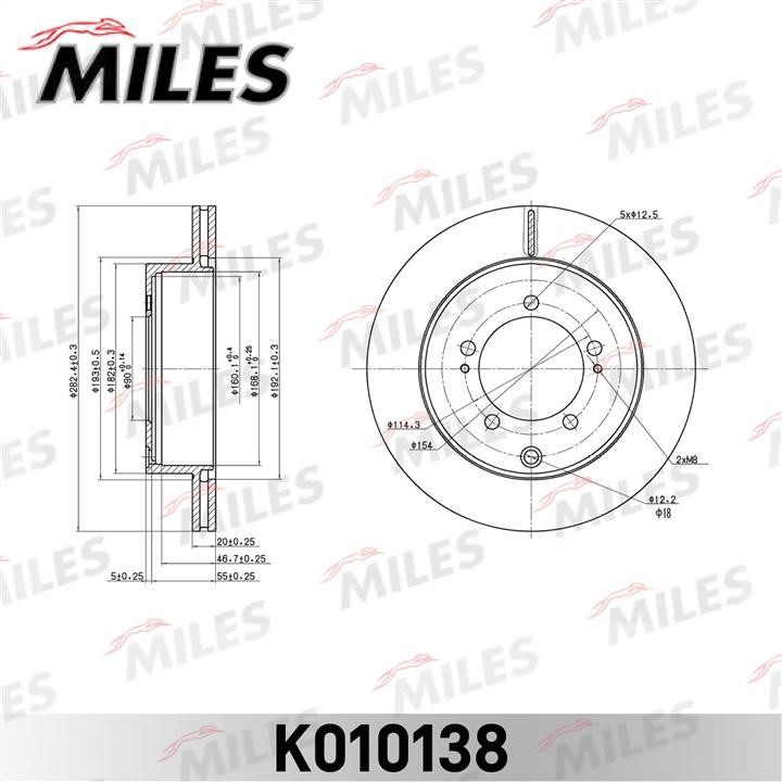 Miles K010138 Тормозной диск задний вентилируемый K010138: Отличная цена - Купить в Польше на 2407.PL!