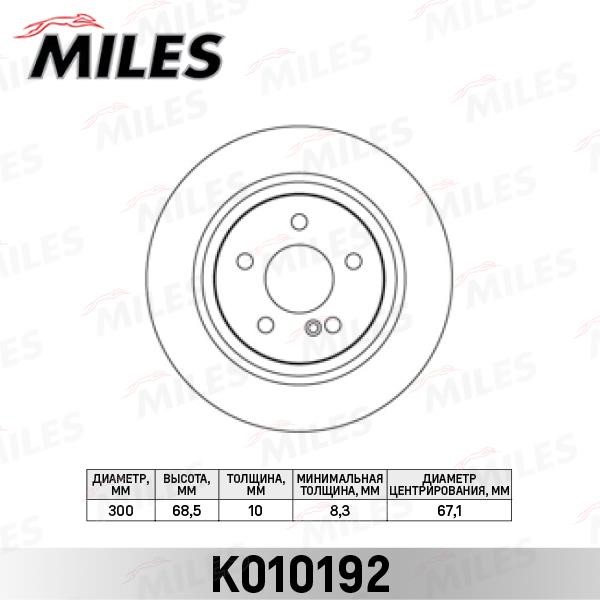 Miles K010192 Тормозной диск задний невентилируемый K010192: Отличная цена - Купить в Польше на 2407.PL!