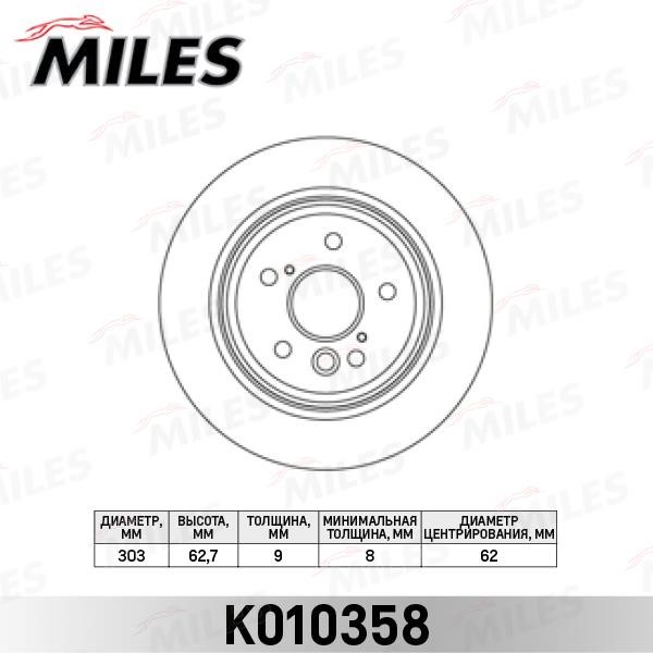 Miles K010358 Тормозной диск задний невентилируемый K010358: Отличная цена - Купить в Польше на 2407.PL!