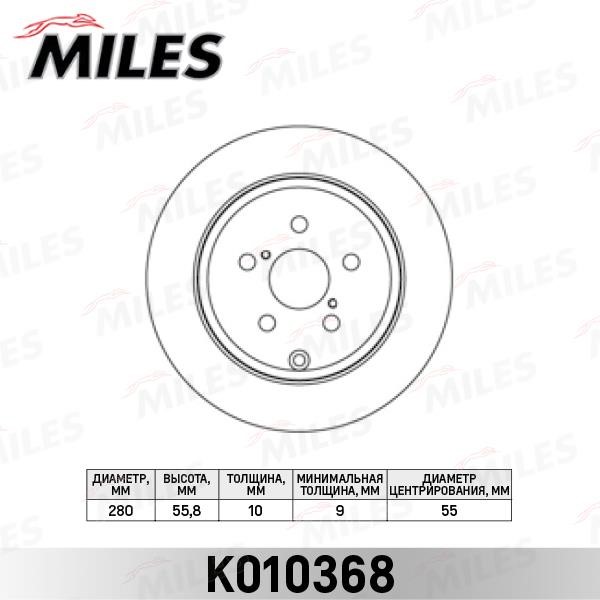 Miles K010368 Rear brake disc, non-ventilated K010368: Buy near me in Poland at 2407.PL - Good price!