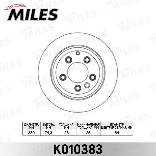 Miles K010383 Тормозной диск задний вентилируемый K010383: Отличная цена - Купить в Польше на 2407.PL!