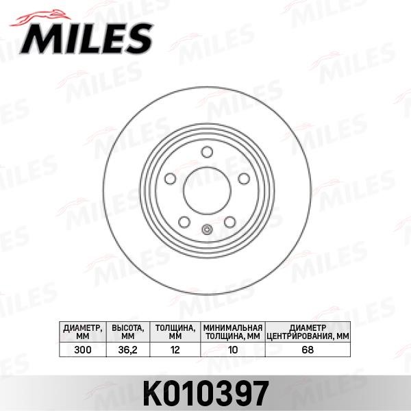 Miles K010397 Rear brake disc, non-ventilated K010397: Buy near me in Poland at 2407.PL - Good price!