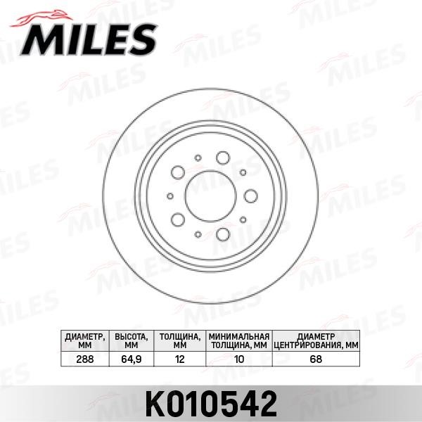 Miles K010542 Tarcza hamulcowa tylna, niewentylowana K010542: Dobra cena w Polsce na 2407.PL - Kup Teraz!