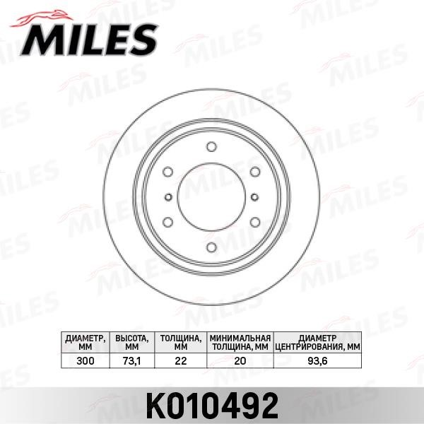 Miles K010492 Rear ventilated brake disc K010492: Buy near me in Poland at 2407.PL - Good price!
