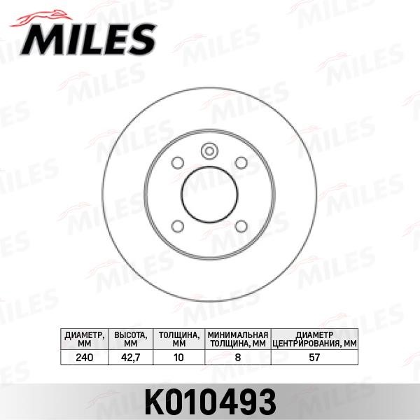 Miles K010493 Тормозной диск задний невентилируемый K010493: Отличная цена - Купить в Польше на 2407.PL!