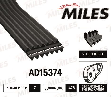 Miles AD15374 V-Ribbed Belt AD15374: Buy near me at 2407.PL in Poland at an Affordable price!