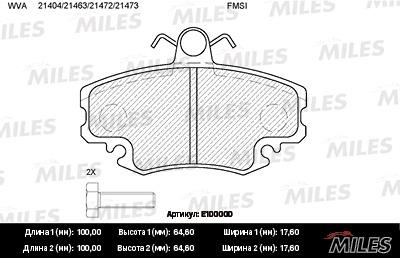 Miles E100000 Disc brake pad set E100000: Buy near me in Poland at 2407.PL - Good price!
