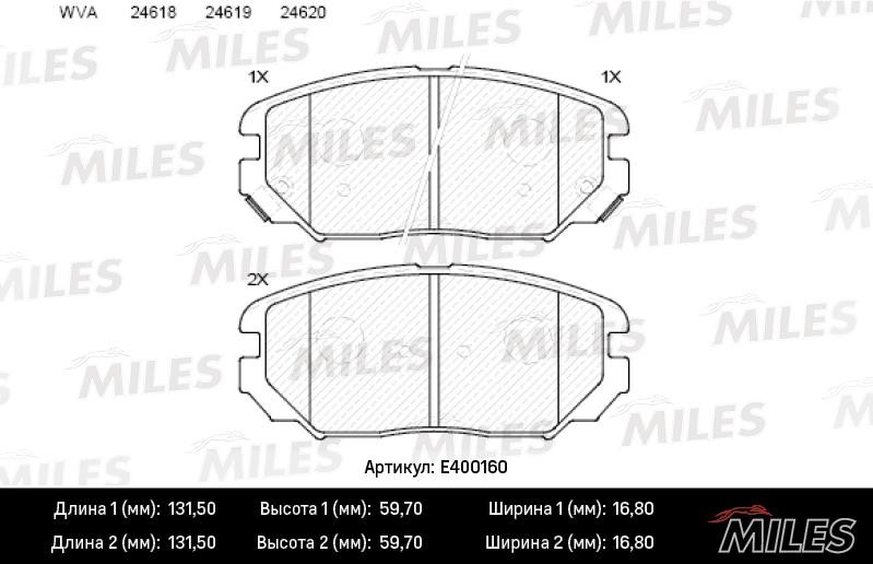 Miles E400160 Brake Pad Set, disc brake E400160: Buy near me in Poland at 2407.PL - Good price!