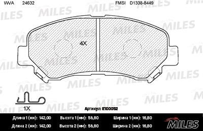 Miles E100052 Тормозные колодки, комплект E100052: Купить в Польше - Отличная цена на 2407.PL!