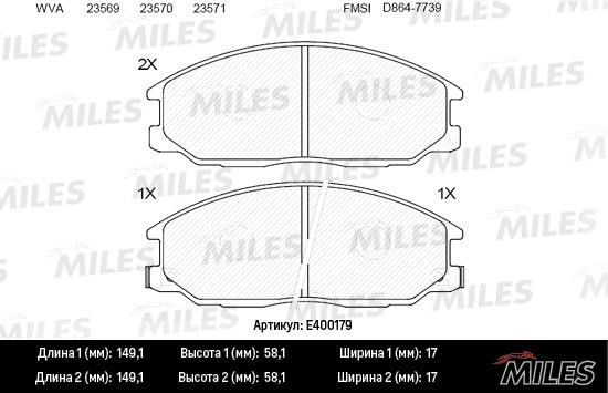 Miles E400179 Brake Pad Set, disc brake E400179: Buy near me in Poland at 2407.PL - Good price!