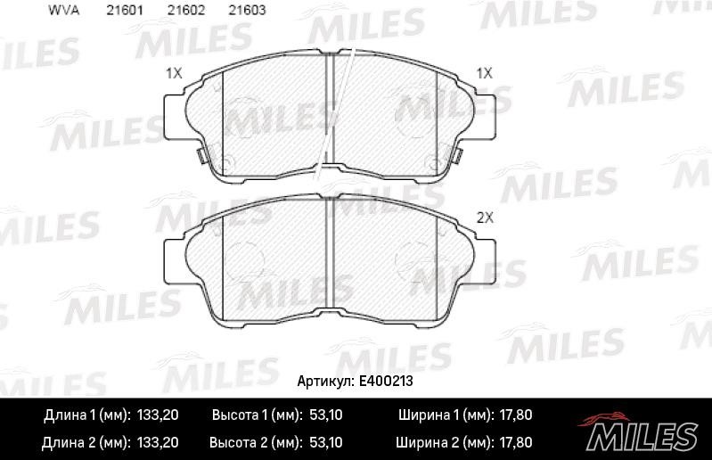 Miles E400213 Brake Pad Set, disc brake E400213: Buy near me in Poland at 2407.PL - Good price!