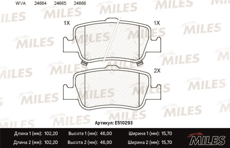 Miles E510293 Brake Pad Set, disc brake E510293: Buy near me in Poland at 2407.PL - Good price!