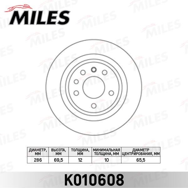 Miles K010608 Тормозной диск задний невентилируемый K010608: Отличная цена - Купить в Польше на 2407.PL!