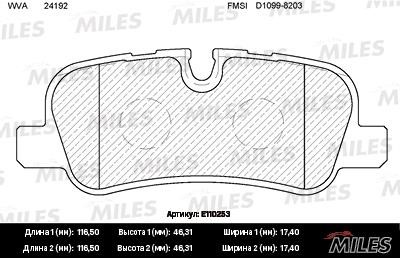 Miles E110253 Disc brake pad set E110253: Buy near me in Poland at 2407.PL - Good price!