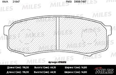 Miles E110212 Disc brake pad set E110212: Buy near me in Poland at 2407.PL - Good price!