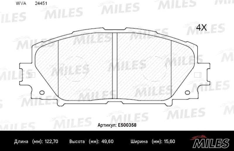 Miles E500358 Тормозные колодки дисковые, комплект E500358: Отличная цена - Купить в Польше на 2407.PL!