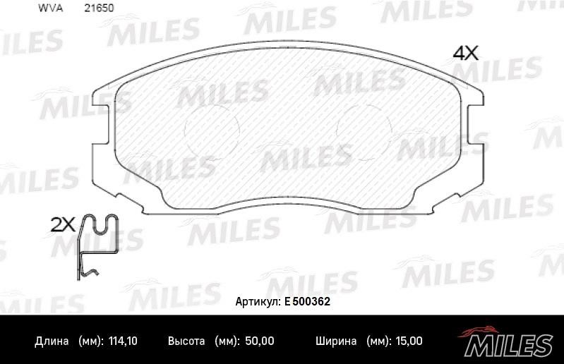 Miles E500362 Brake Pad Set, disc brake E500362: Buy near me in Poland at 2407.PL - Good price!