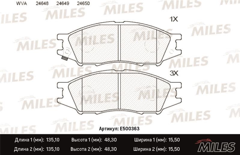 Miles E500363 Scheibenbremsbeläge, Set E500363: Kaufen Sie zu einem guten Preis in Polen bei 2407.PL!