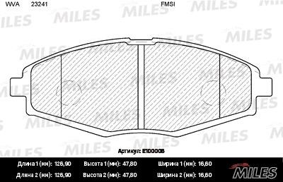 Miles E100006 Disc brake pad set E100006: Buy near me in Poland at 2407.PL - Good price!