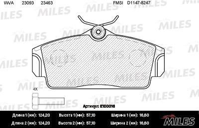 Miles E100016 Klocki hamulcowe, zestaw E100016: Dobra cena w Polsce na 2407.PL - Kup Teraz!