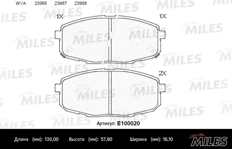 Miles E100020 Disc brake pad set E100020: Buy near me in Poland at 2407.PL - Good price!