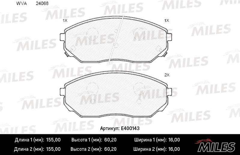 Miles E400143 Brake Pad Set, disc brake E400143: Buy near me in Poland at 2407.PL - Good price!