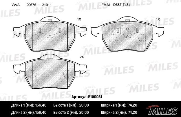 Miles E100031 Scheibenbremsbeläge vorne eingestellt E100031: Kaufen Sie zu einem guten Preis in Polen bei 2407.PL!