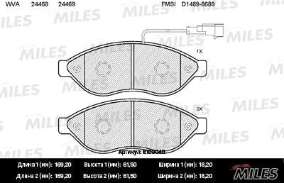 Miles E100040 Disc brake pad set E100040: Buy near me in Poland at 2407.PL - Good price!
