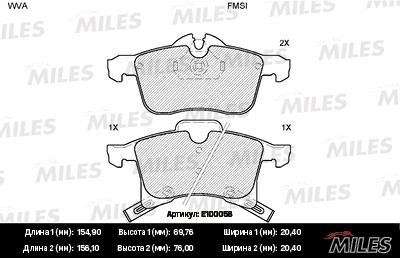 Miles E100058 Disc brake pad set E100058: Buy near me in Poland at 2407.PL - Good price!