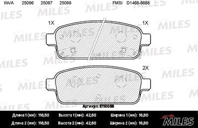 Miles E110056 Disc brake pad set E110056: Buy near me in Poland at 2407.PL - Good price!