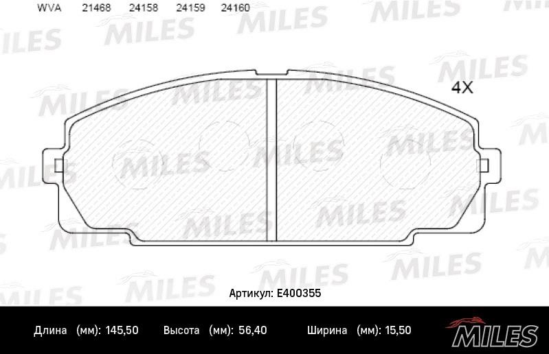 Miles E400355 Brake Pad Set, disc brake E400355: Buy near me in Poland at 2407.PL - Good price!