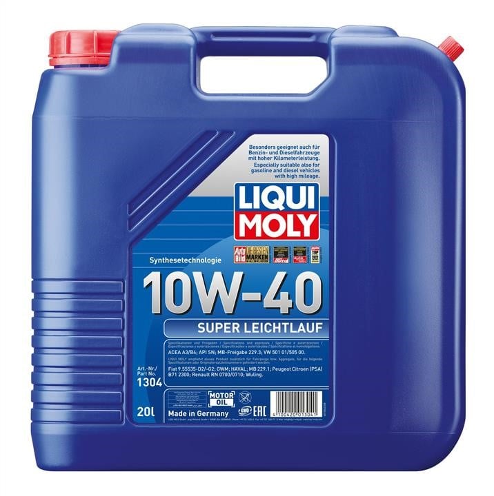 Liqui Moly 1304 Engine oil Liqui Moly Super Leichtlauf 10W-40, 20L 1304: Buy near me in Poland at 2407.PL - Good price!