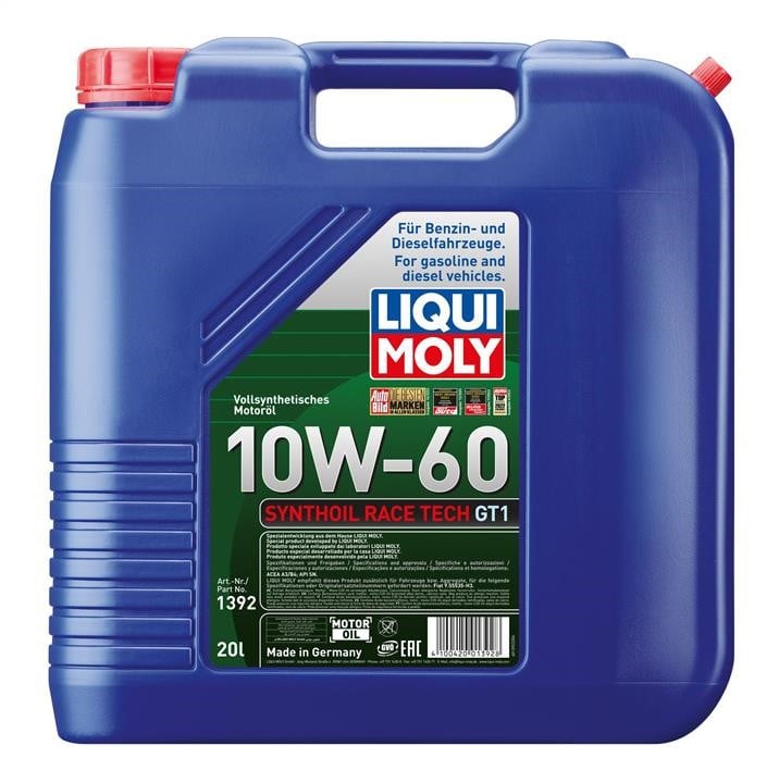 Liqui Moly 1392 Engine oil Liqui Moly Synthoil Race Tech GT1 10W-60, 20L 1392: Buy near me in Poland at 2407.PL - Good price!