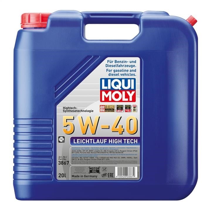 Liqui Moly 3867 Engine oil Liqui Moly Leichtlauf High Tech 5W-40, 20L 3867: Buy near me in Poland at 2407.PL - Good price!