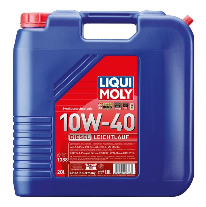 Liqui Moly 1388 Engine oil Liqui Moly Diesel Leichtlauf 10W-40, 20L 1388: Buy near me in Poland at 2407.PL - Good price!