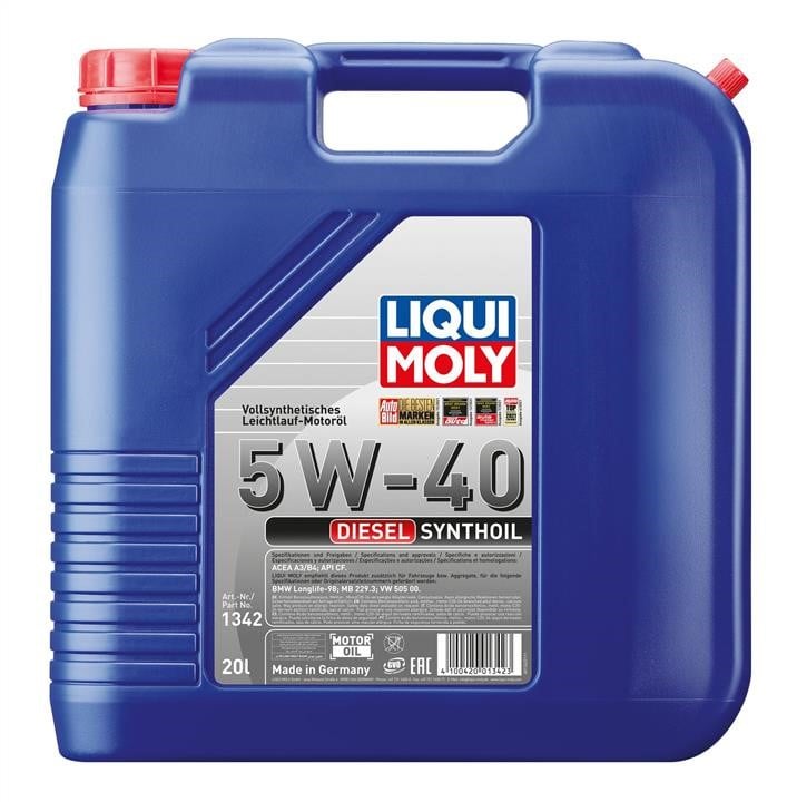 Liqui Moly 1342 Engine oil Liqui Moly Diesel Synthoil 5W-40, 20L 1342: Buy near me in Poland at 2407.PL - Good price!