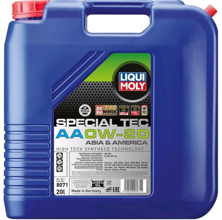 Liqui Moly 8071 Engine oil Liqui Moly Special Tec AA 0W-20, 20L 8071: Buy near me in Poland at 2407.PL - Good price!